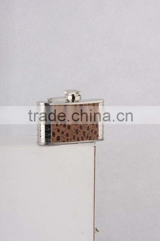 Deluxe stainless steel /leather Hip flask/e pot/bottle steel