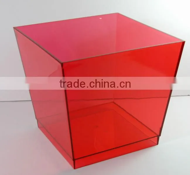 Double wall rectangular Plastic square ice bucket with lid