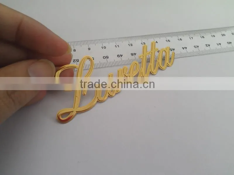 die cutted letter embossed metal stickers