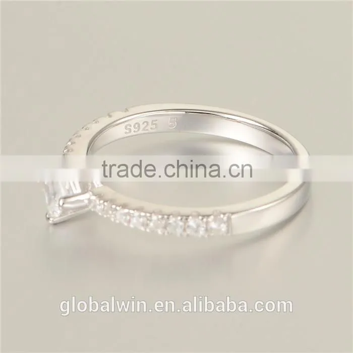 S925 Silver Fashion Jewelry Pave Clear Cz Lucky Stone Finger Rings