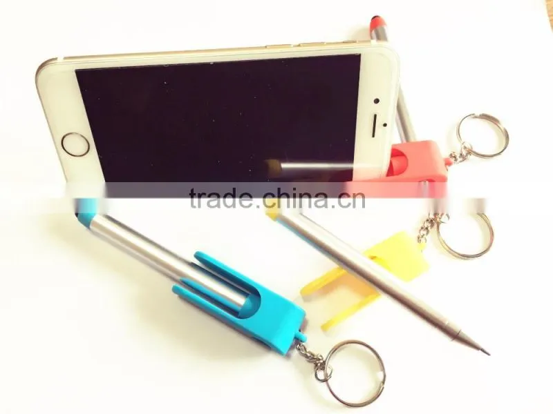 3 in 1 multifunctional plastic stylus touch pen/ phone holder ballpoint pen