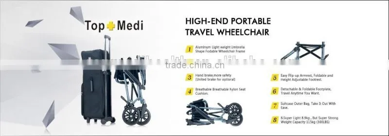 Rehabilitation Aluminum Outdoor Manual Wheelchair / Silla de Rueda Manual
