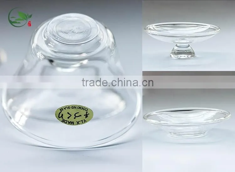 2016 Hot Selling Borosilicate Heat-resistant Gaiwan Mouth-blown Clean Glass Lid Tea Cup And Saucer Tea Set