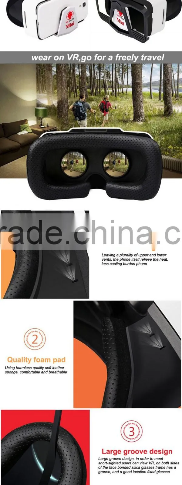 2016 virtual reality cardboard 3D vr headset vr case with bluetooth remote controller