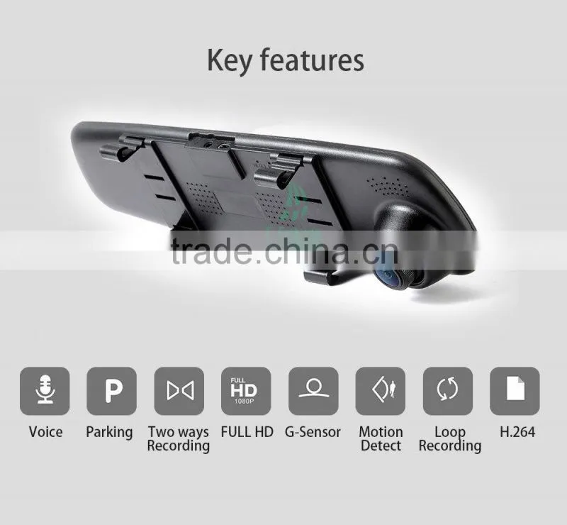 4.3 Inch FHD Car DVR Car Black Box Rear View Mirror Car Camera Recorder