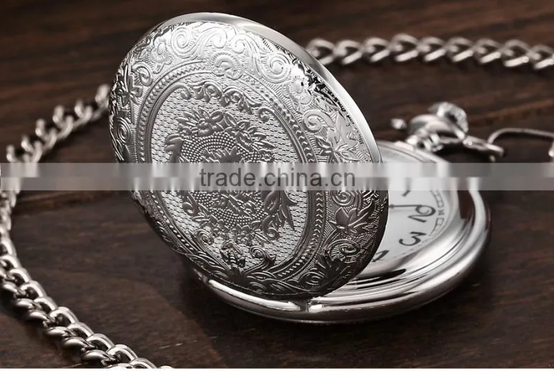 Cool Eden Pattern Necklace Pendant Chain Fob Quartz Pocket Watch