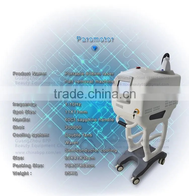 Cold ice! top quality 808 diode laser beauty equipment for hair removal