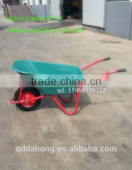 85L Wheelbarrow with Green Plastic Tray for Garden Use
