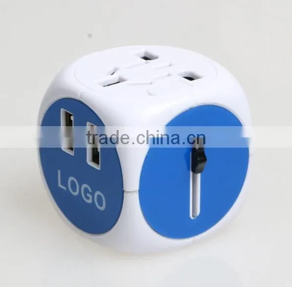 SYW-12 New arrival universal world swiss travel adaptor adapter plug with 2 usb port and built in Safety shutter