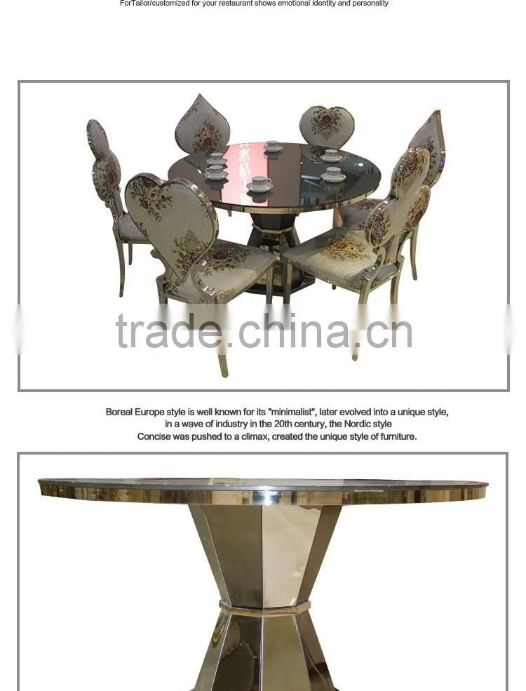 Wholesale China factory tempered glass top banquet table with stainless steel base