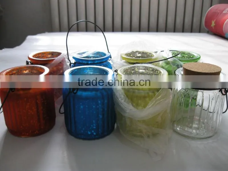 colorful glass candle holder
