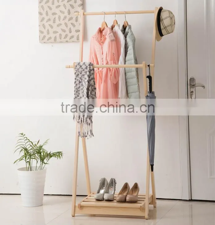 wooden coat hanger for living room wooden clothes rack