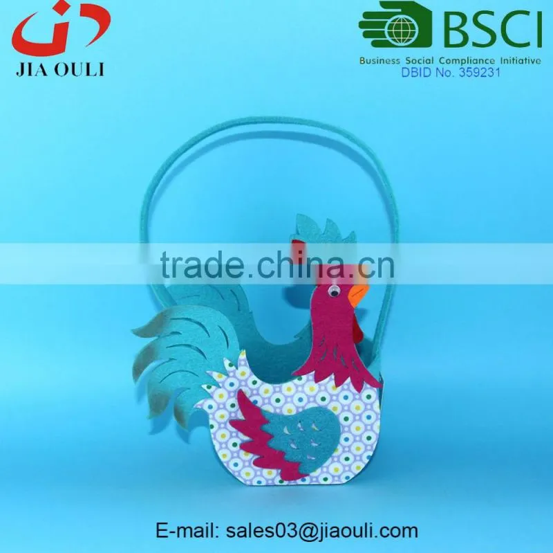 BSCI Audit factory nice non-woven fabric chicken shaped basket, felt easter basket