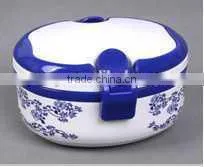 Portable single oval lunch box with lock