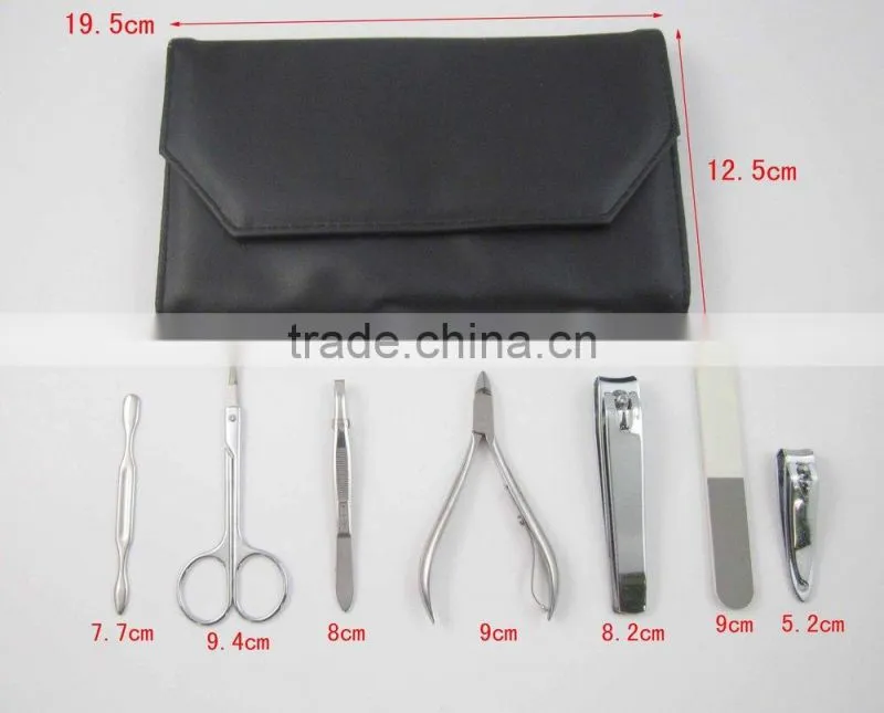 Elegant Black Color Pouch 7pcs Manicure Pedicure Tools