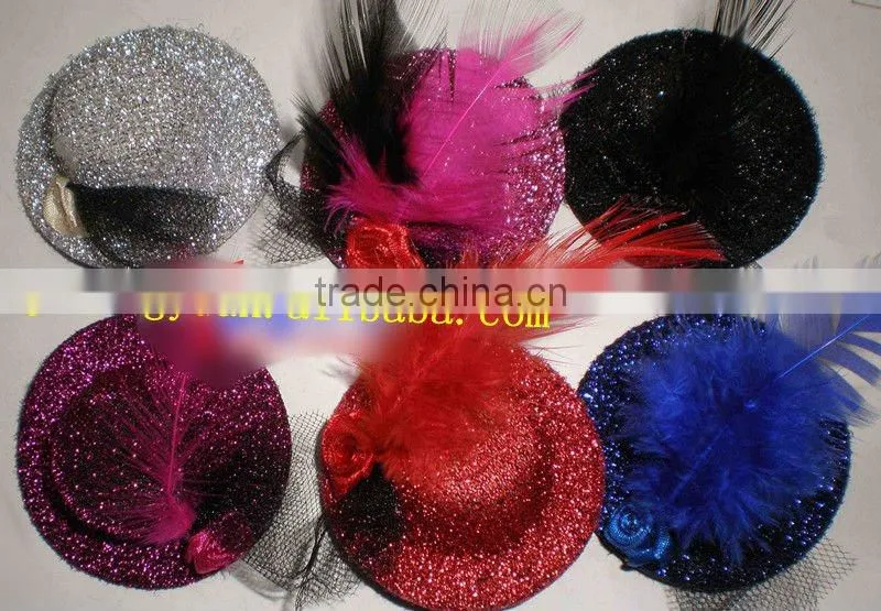 fashion party decoration mini flower hat/sinamay ladies feather hats/church hats