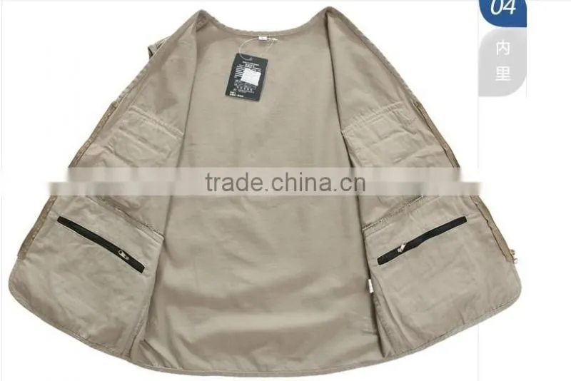 New 2017 Man Clothes Quick Drying Multiple Pockets High Quality Casual Male Vest Hunting and Fishing Vests for Men
