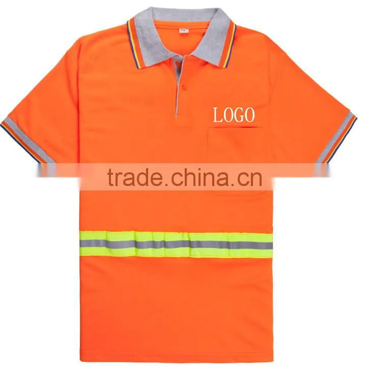 custom dustman orange Hi vis 3M reflective polo shirt