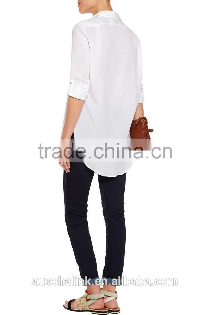 outdoor Autumn women white cotton shirt customized