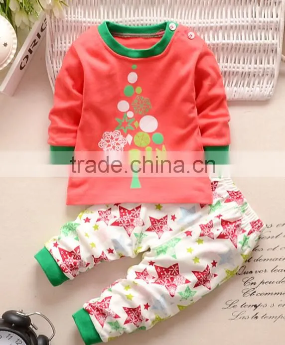 Latest Embroidery Designs Suits 100% Cotton Children Baby Christmas Striped Pajamas