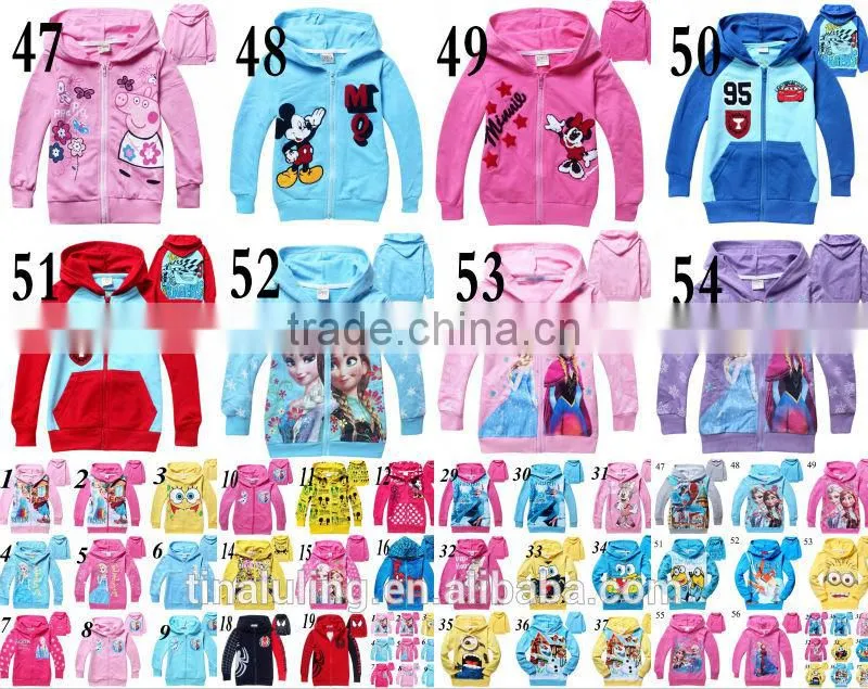 fashion girls cartoon zipper-up sweatshirt kids hoodie