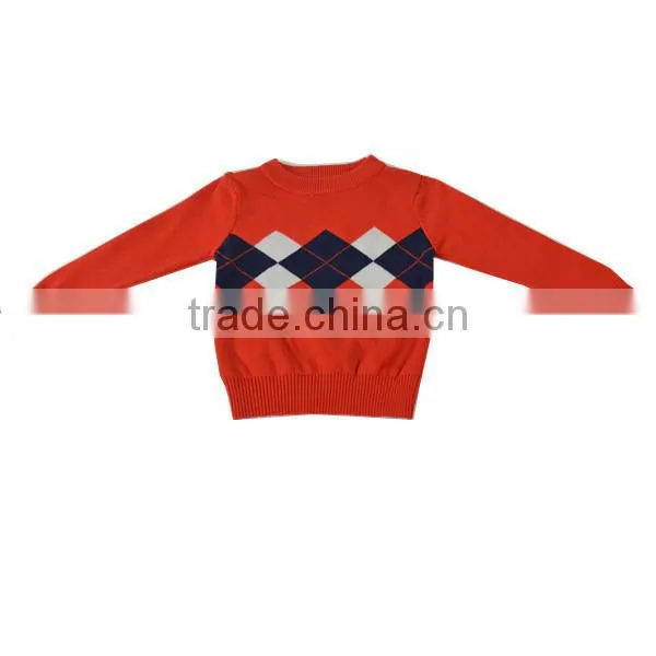Girl's cotton ribbed jacquard pullover sweater