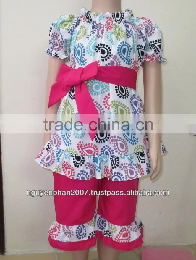 Wholesale Summer peasant top pant set for infant todler girls