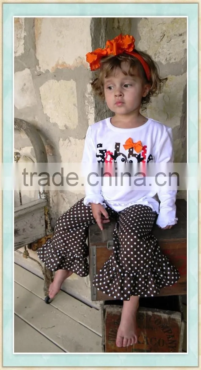 Little girls boutique baby girl clothes unique brand name thanksgiving sets turkey embroidery tunic ruffle top and legging set