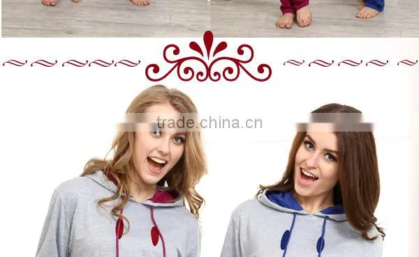 French terry active pajamas winter hoodie pajamas set for women