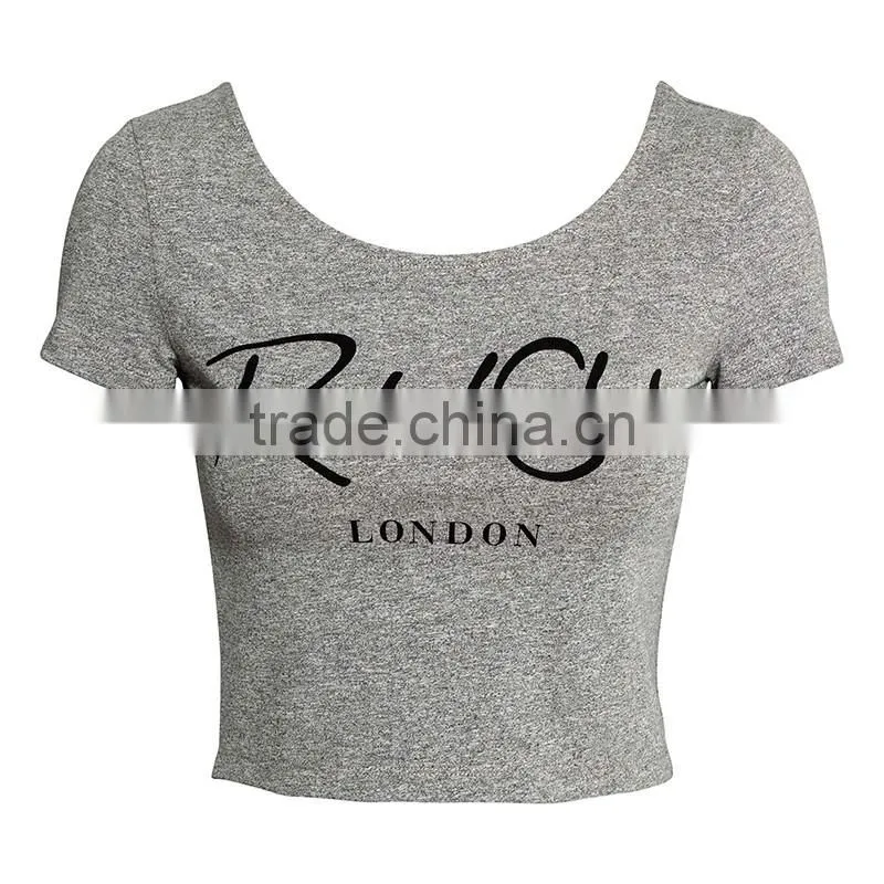 new!womens urban sportswear flocking printing crop tops/t shirt