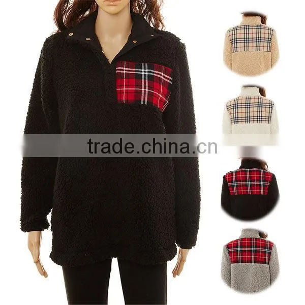 wholesale quarter zip jacket oversized sherpa fleece pullover