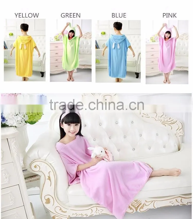 Children blanket poncho rabbit embroidery