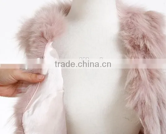 YR180 V-neck New style Genuine Fox Belly Fur Vest 2016
