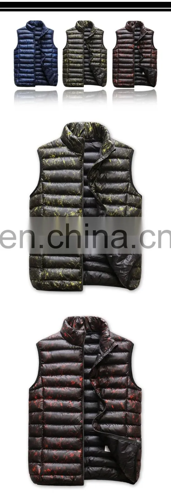 Wholesale Male Casual Camouflage Stand collor Padded down Vest