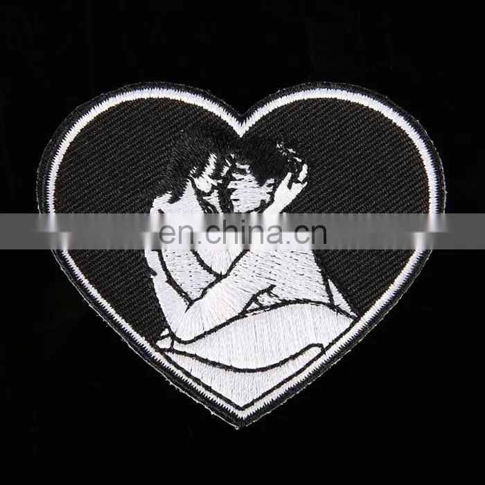 Couple Love Embroidery Heart Patch Iron On Back