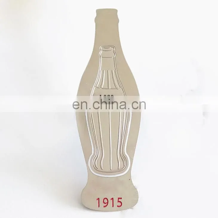 Professional OEM Factory Custom Made Promotion Souvenir Hollow Type And Embossed Style Cola Bottle Shape Metal Cola Bookmark