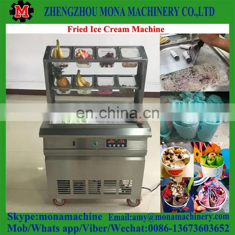 Widely Welcome Double 50cm round pans with 10 cooling barrels/tanks Thai fried ice cream machine for sale