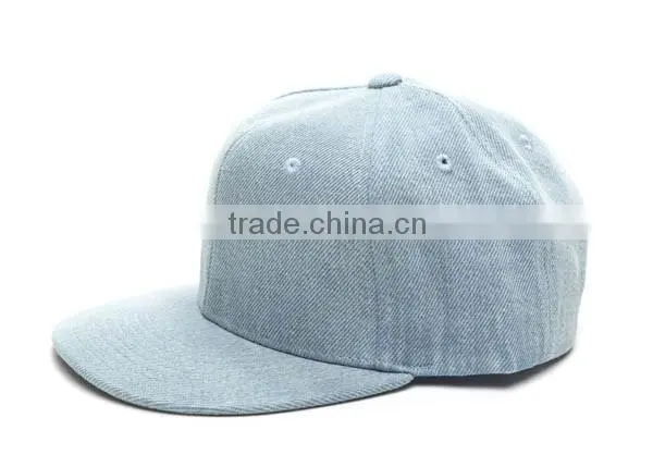 High Quality Plain Denim Snapback Hat Blank Jean Snapback Cap