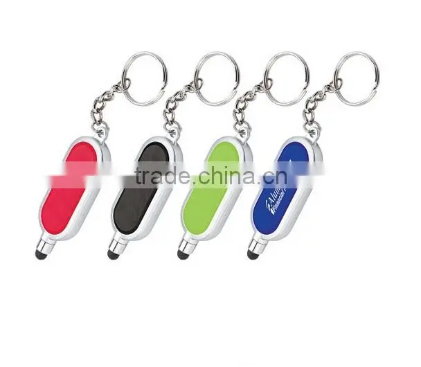 High Quality Mini Sparkle Stylus Keychain with laser light