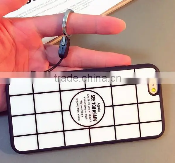 Soft protective Silicone Phone case /Mobile Phone cover,write black square grid pattern