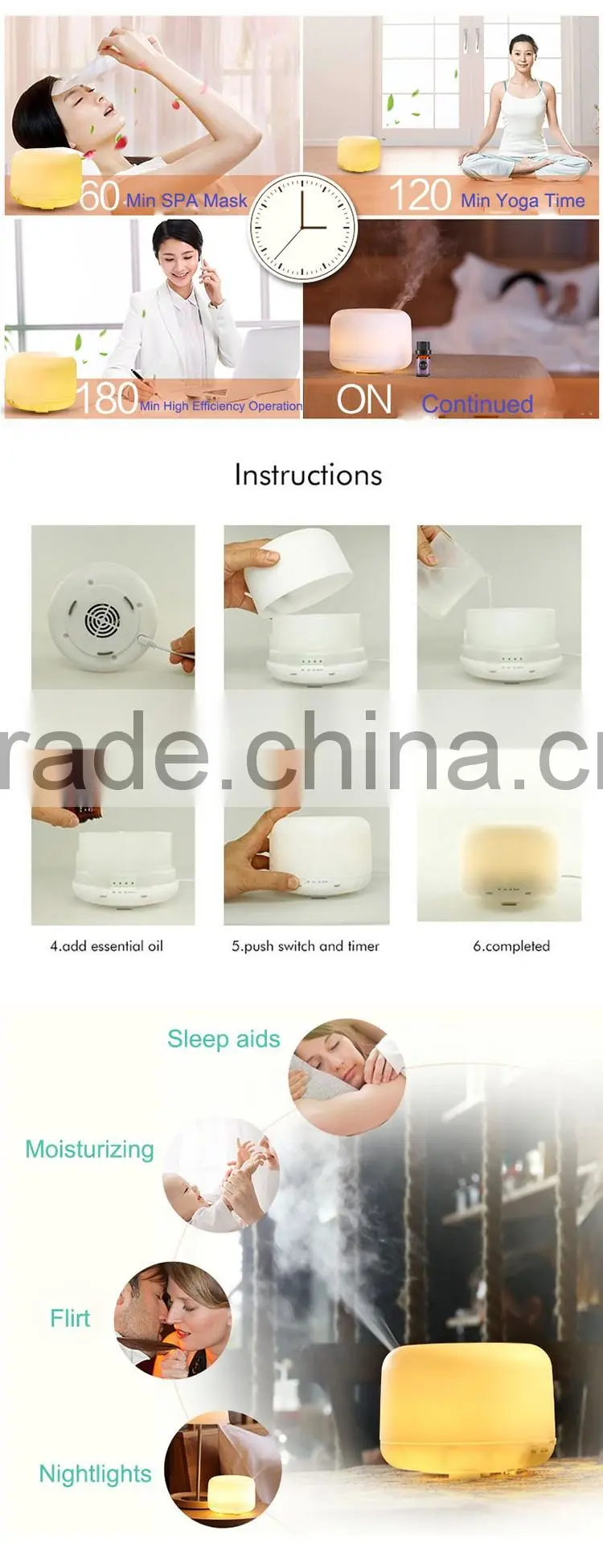 Newest Style Air Humidifier Mini LED USB Ultrasonic Aroma Diffuser Humidification