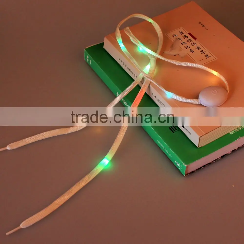 2016 Hot sale fashion LED light shoestring/colorful LED shoelace for party