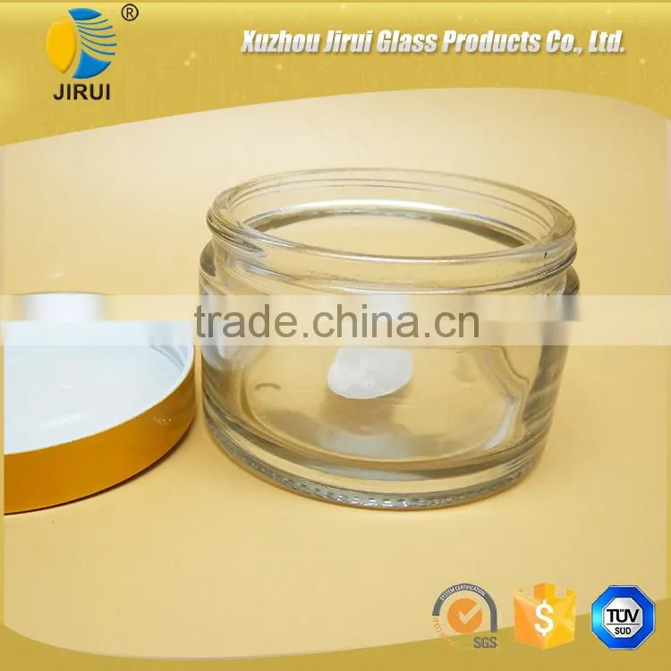 200ml clear glass cream jar with golden lid