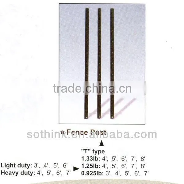 Green painted 10 ft t post for USA market