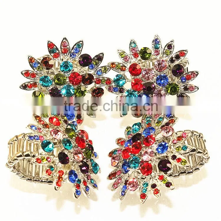 Colorful crystal paved butterfly nice design bow tie shape addustable ring