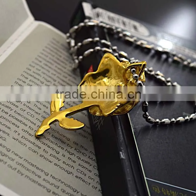 Vacuum plating silver and gold girl wholesale fashion jewelry rose flower pendant