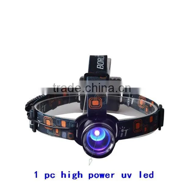 XML-T6 UV Light And White Light Dual Headlamp 5W Dual Light Source Headlamp