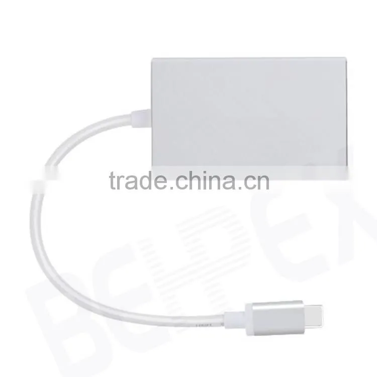 Universal Travel Aluminum USB 3.1 Type-c Male Adapter with 4 port Hub