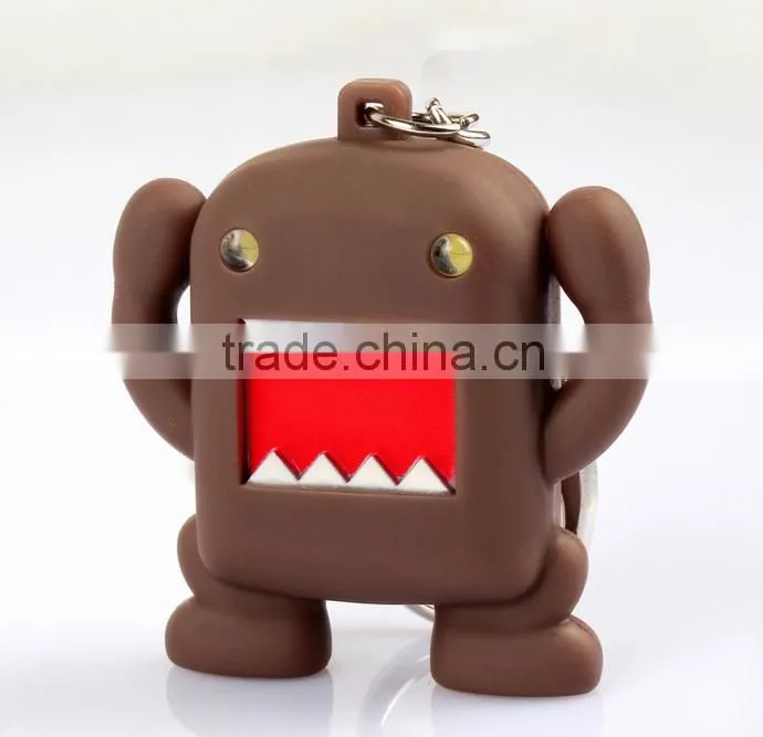Hot Sale Cartoon Figure Domo Led Flashlight Soundable Key Chain