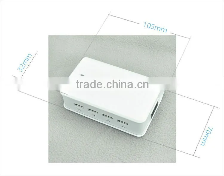 New Intelligent 4-port usb travel charger with UL,CE,FCC approved for IPhone, IPAD,Samsung,HTC